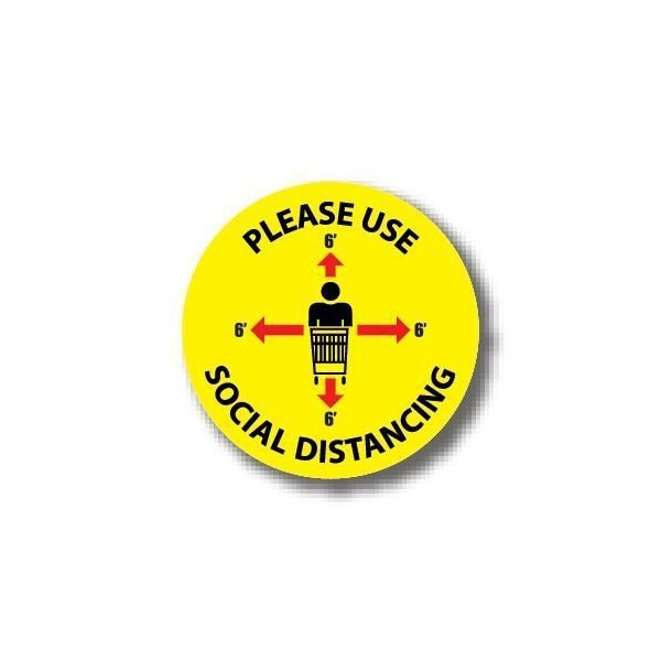 Ergomat 4in CIRCLE SIGNS Please Use Social Distancing DSV-SIGN 16 #6336 -UEN - main